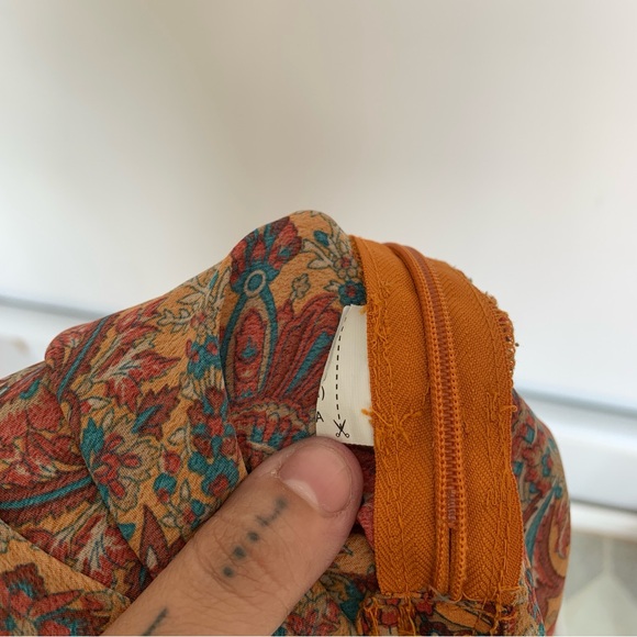 ZARA ORANGE PAISLEY FLOWY PANTS - Picture 6 of 9